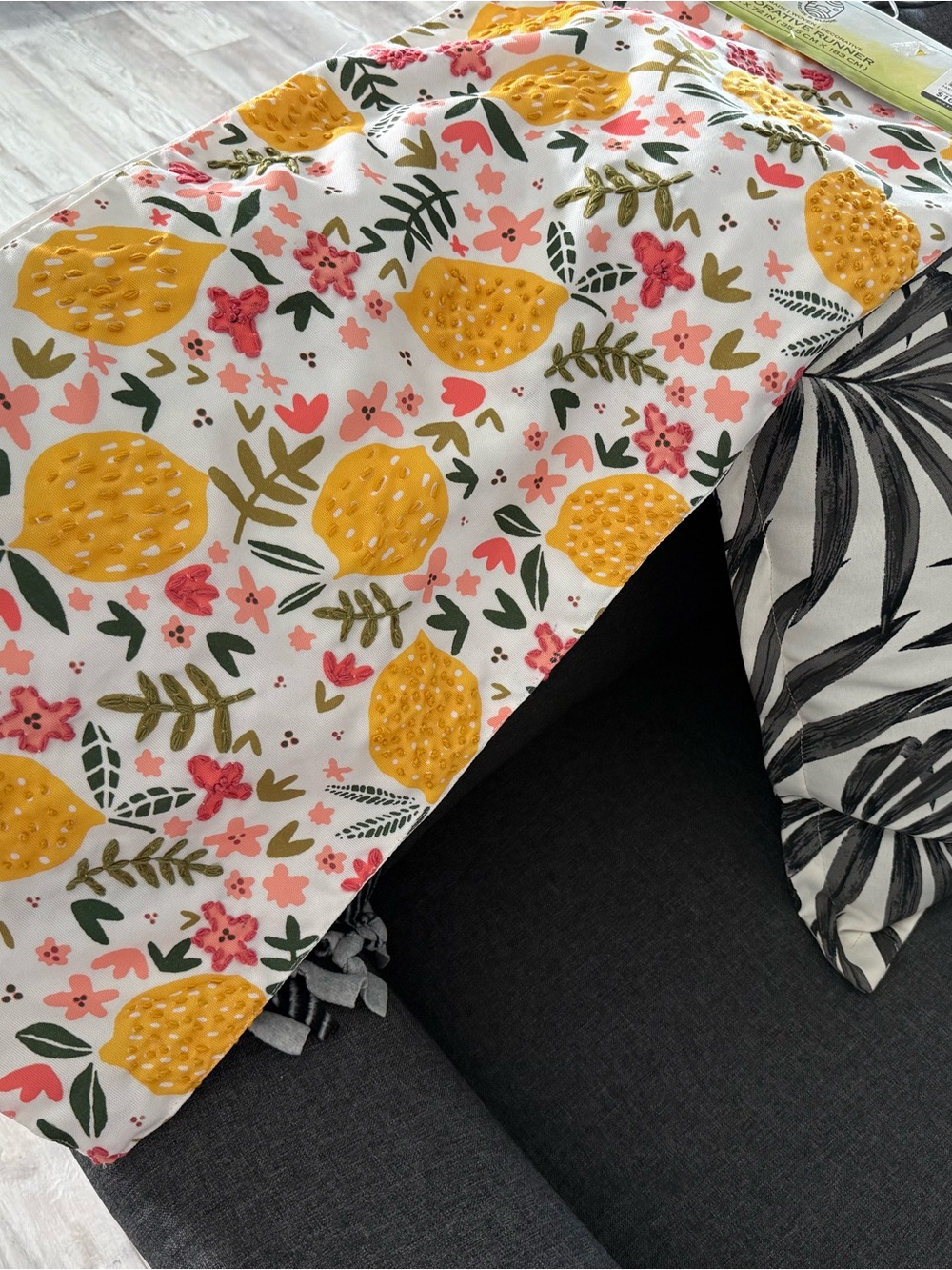 Lemon Floral Throw Table Runner - Yellow & Pink